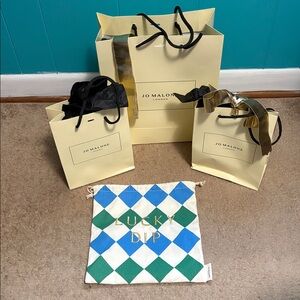Jo Malone Gift Bags with Christmas 2025 Lucky Dip Drawstring Pouch (no products)